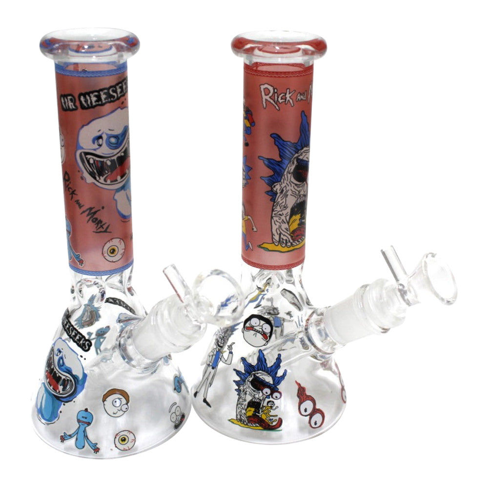 8'' Beaker With Full Decal Design Water Pipe With 14 MM Male Bowl G-G