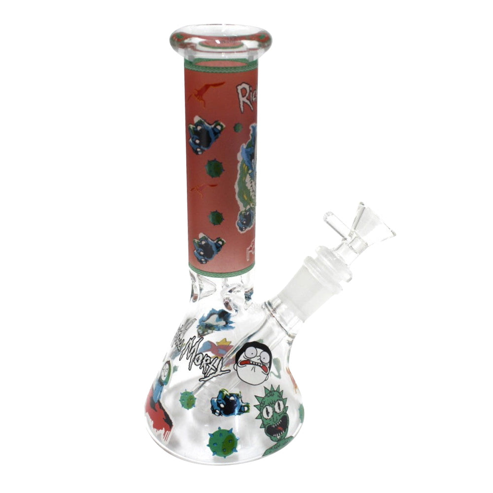 8'' Beaker With Full Decal Design Water Pipe With 14 MM Male Bowl G-G