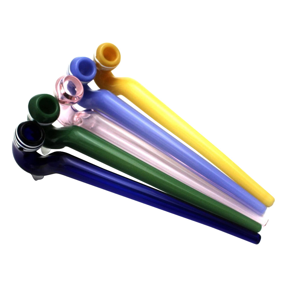 9-inch heavy duty solid color Sherlock glass pipe featuring a classic curved shape, thick durable glass construction, smooth polished finish, and distinctive solid-color design.