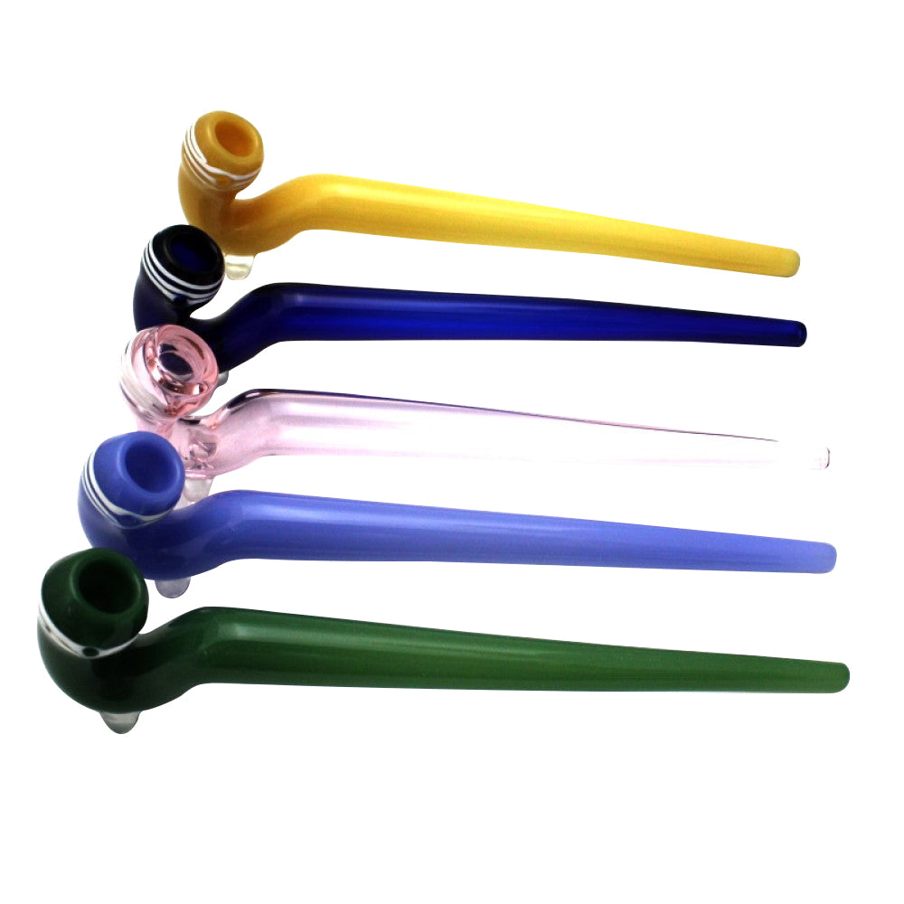 9-inch solid color heavy duty glass Sherlock pipe featuring a classic curved design, thick durable glass construction, smooth polished finish, and stylish solid-color appearance.