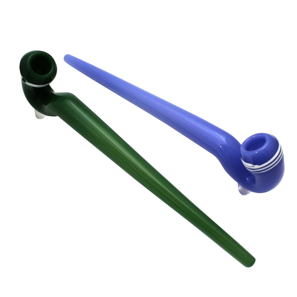 9-inch solid color Sherlock glass pipe featuring a classic curved shape, heavy-duty construction, thick durable glass, smooth polished finish, and stylish design.