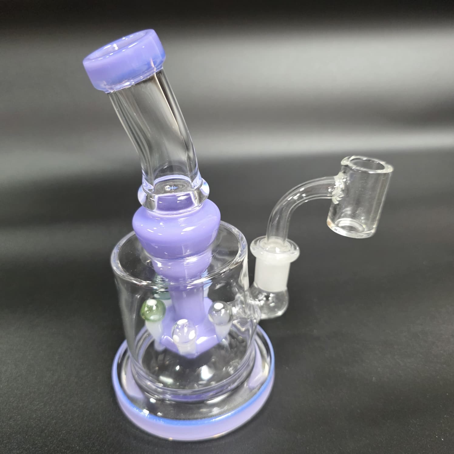 6'' Flat Bottom Mushroom Percolator Dab Rig Water Pipe With 14 MM Male Banger