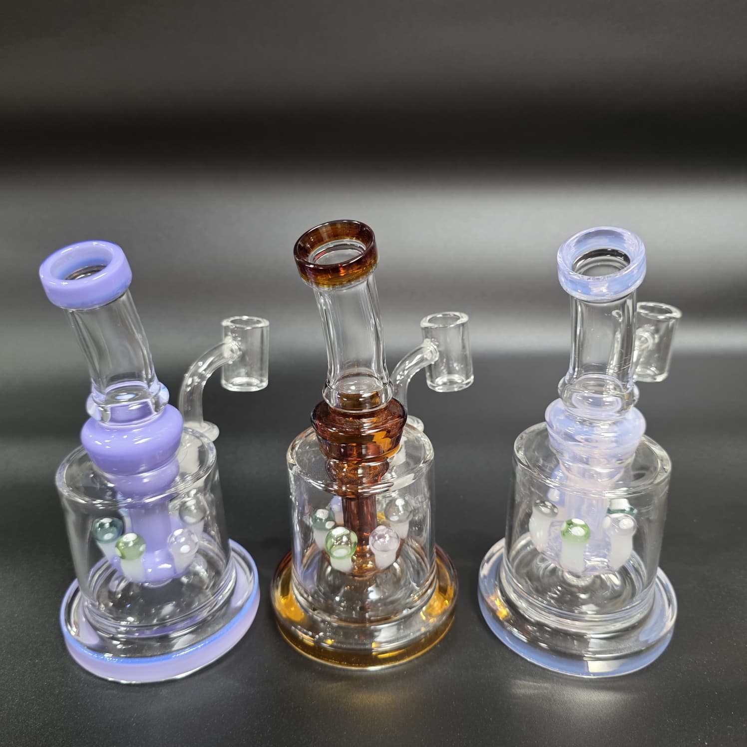6'' Flat Bottom Mushroom Percolator Dab Rig Water Pipe With 14 MM Male Banger