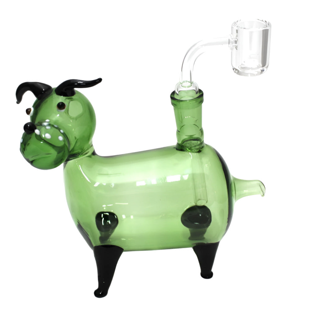Dog Glass Pipe With 14 MM Male Bowl & Banger