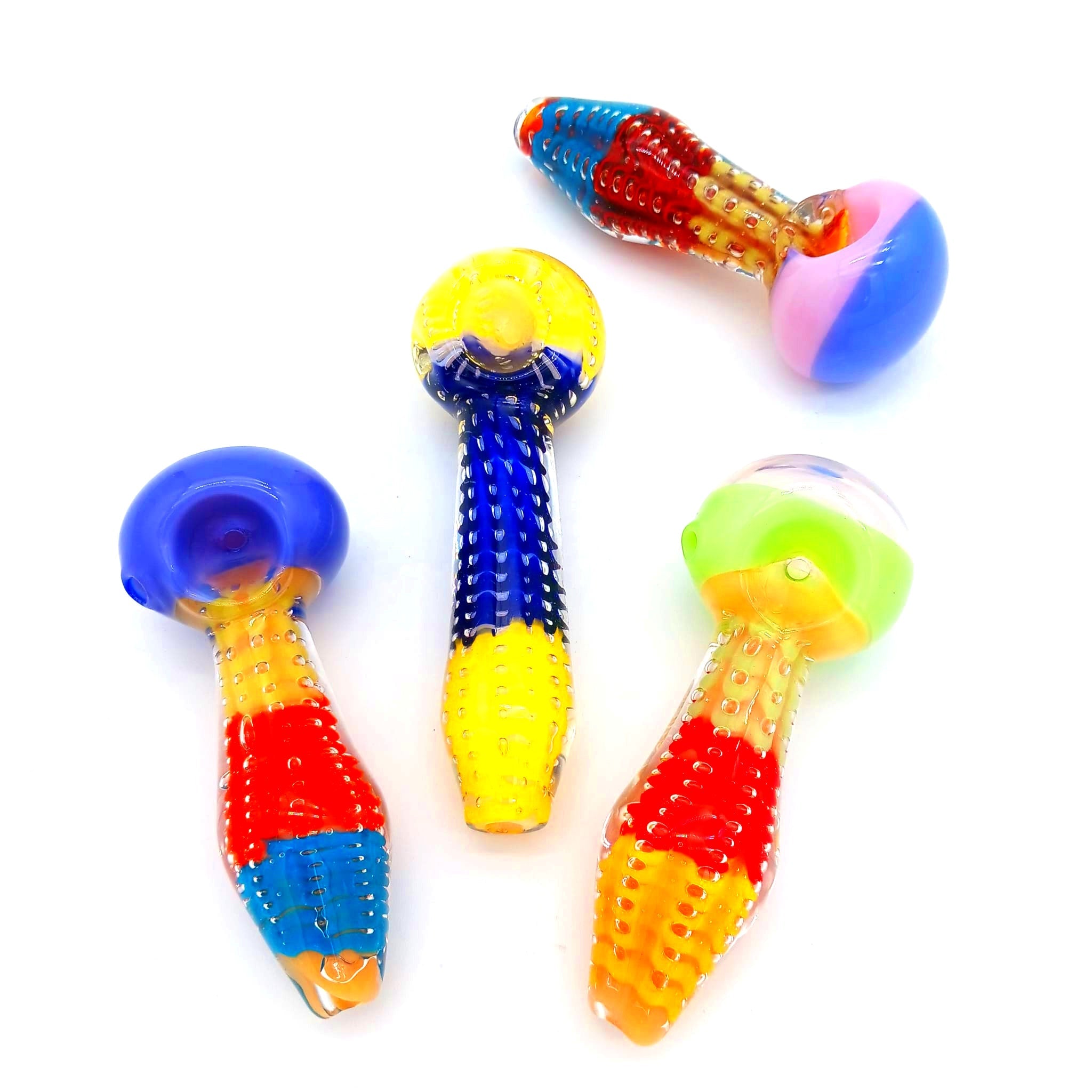 4.5'' Bubble Art Design  Heavy Duty Multi Color Glass Hand Pipe
