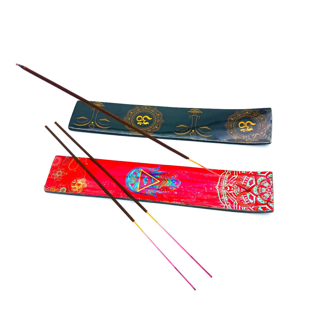 10'' Wooden Incense Burner With Picture Art Design