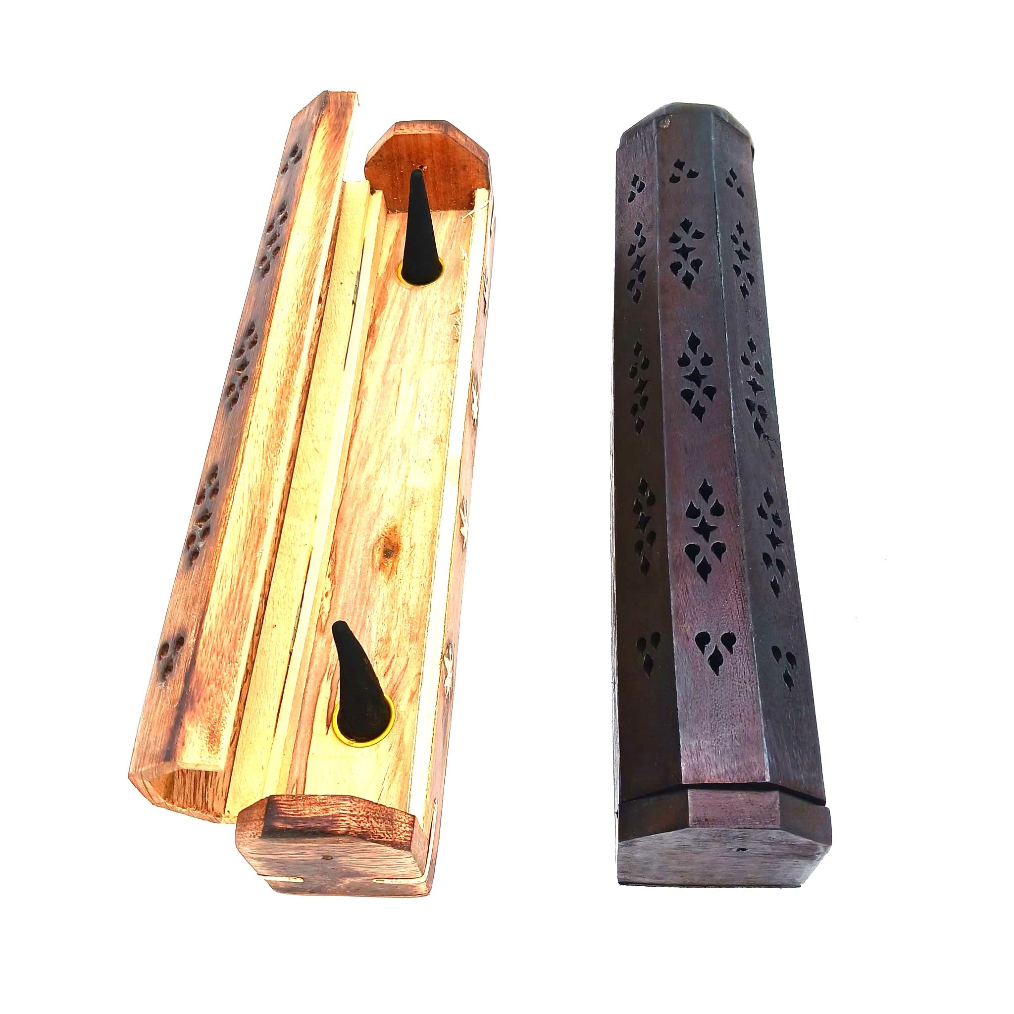 12" Horizontal Wooden Incense Holder