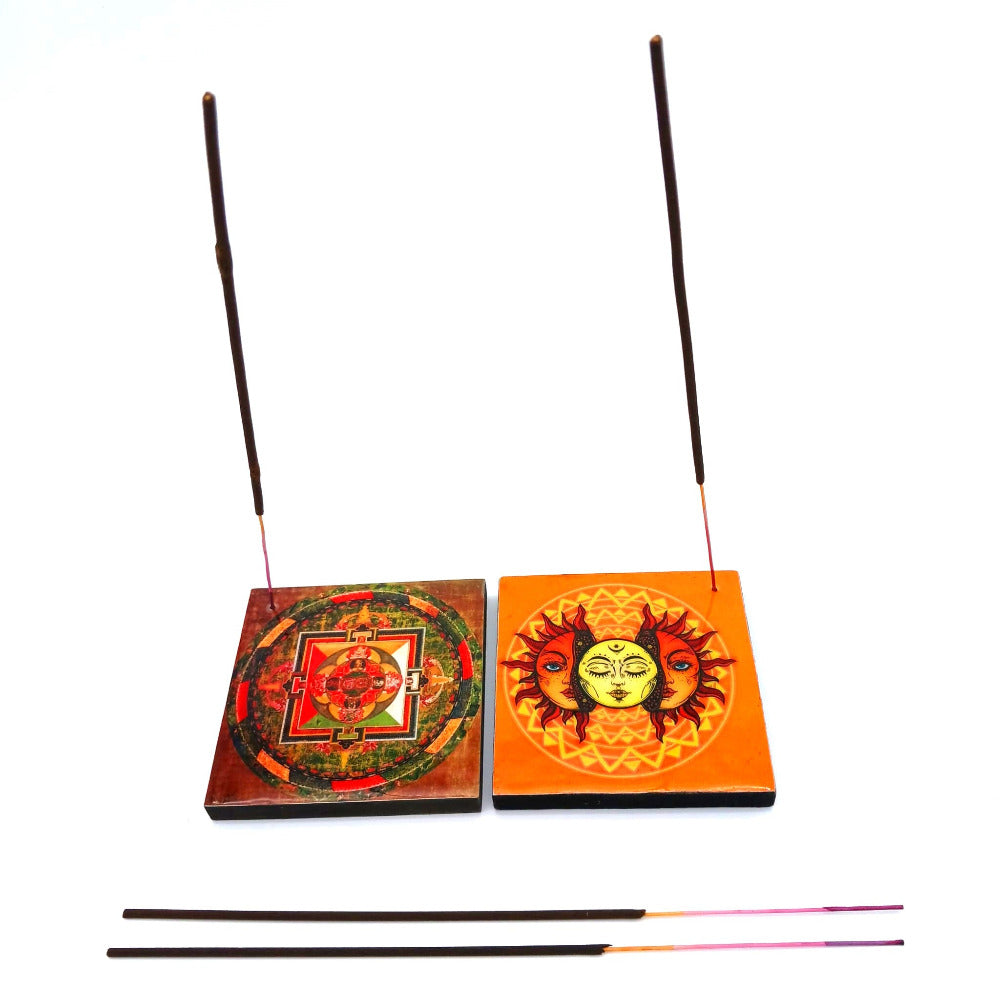 4'' Square Shape Incense Burner With Picture Art Design  4'' / 4''