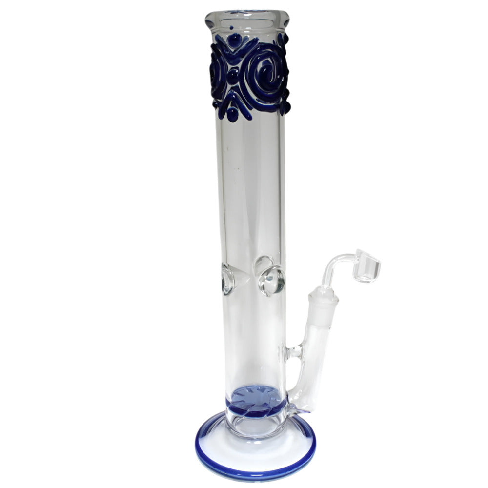 14'' Flat Bottom Straight With Design Water Pipe With 18 MM Male Banger