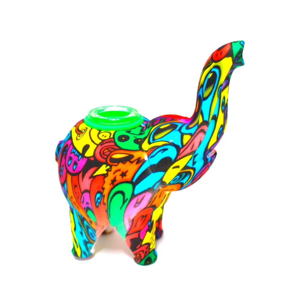 Multi Color Silicone Elephant Bubbler With Glass Bowl