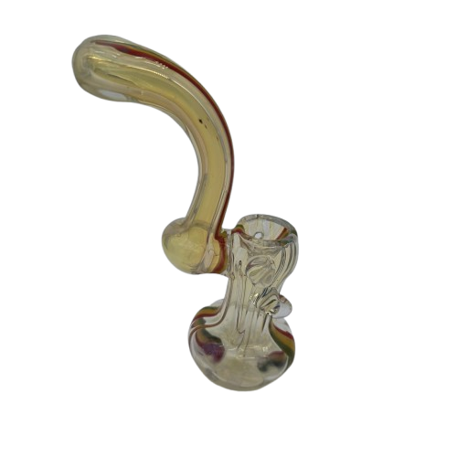 Gold fumed with rasta Color swirl  heavy duty sherlock style bubbler