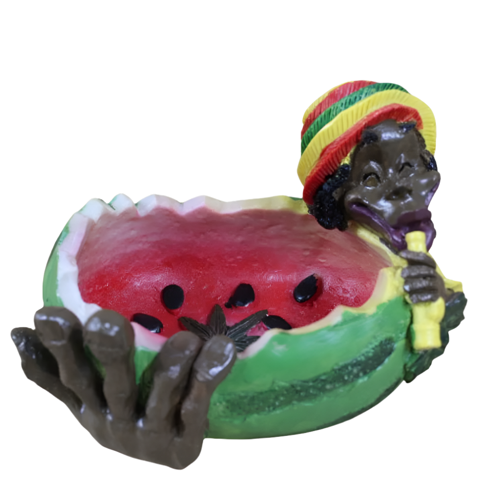 Decorative Rasta style ashtray with watermelon art