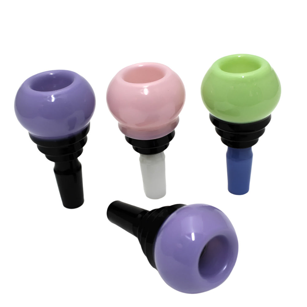 Double color glass bowl with stepped round design, 14mm male joint