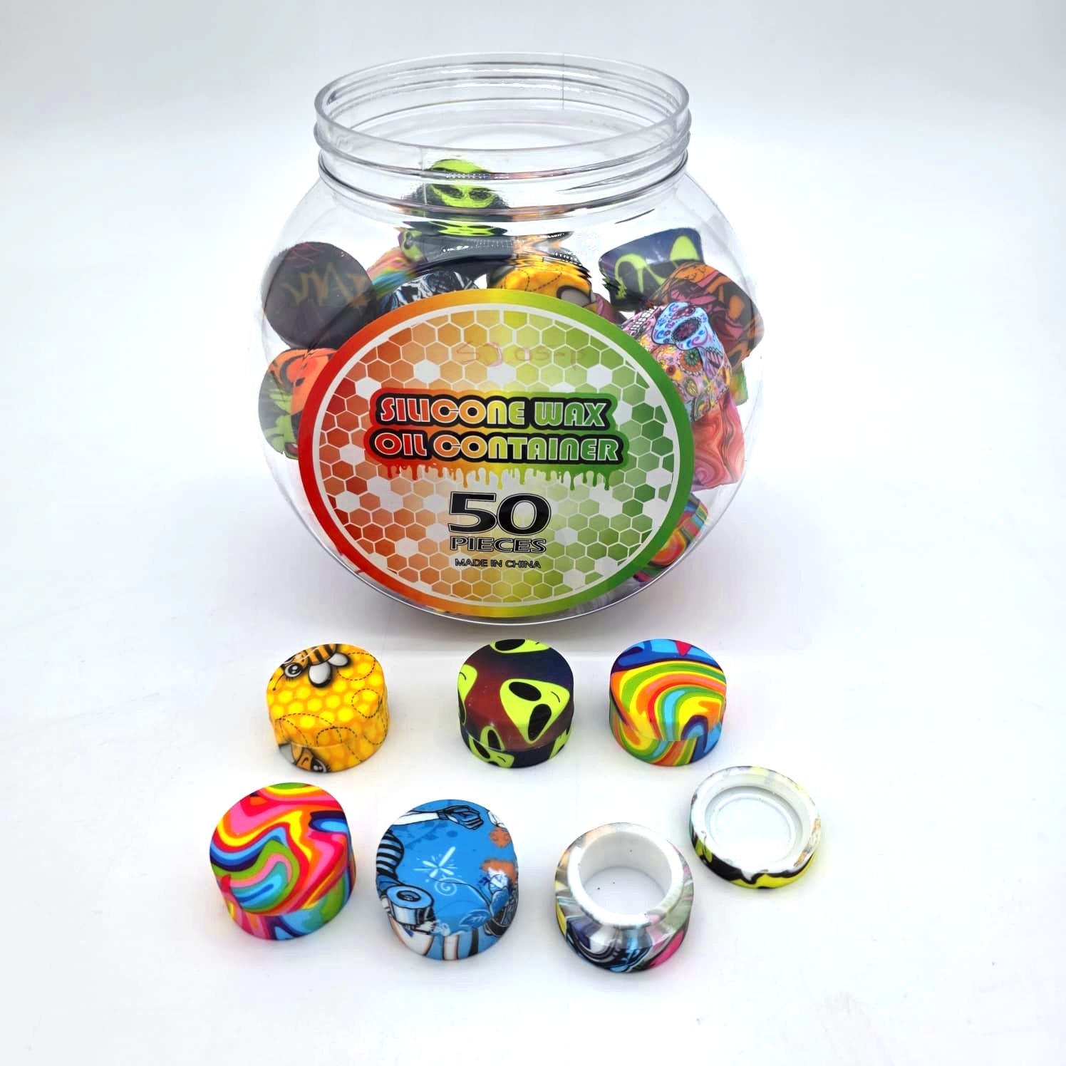 10ml Silicon Printed Color Container 50Pcs in Jar