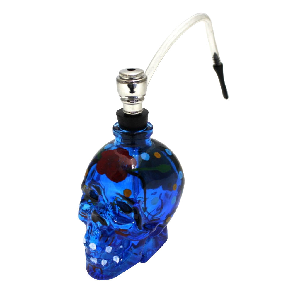 Skull Design Fancy Assorted Color Glass Bong With Pipe