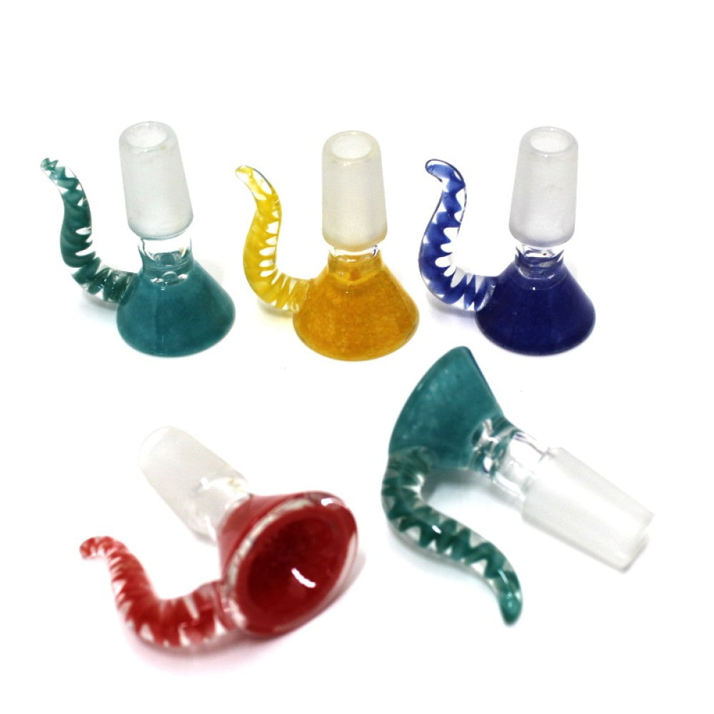 Heavy duty glass bowl with American flag color handle, 14mm male joint