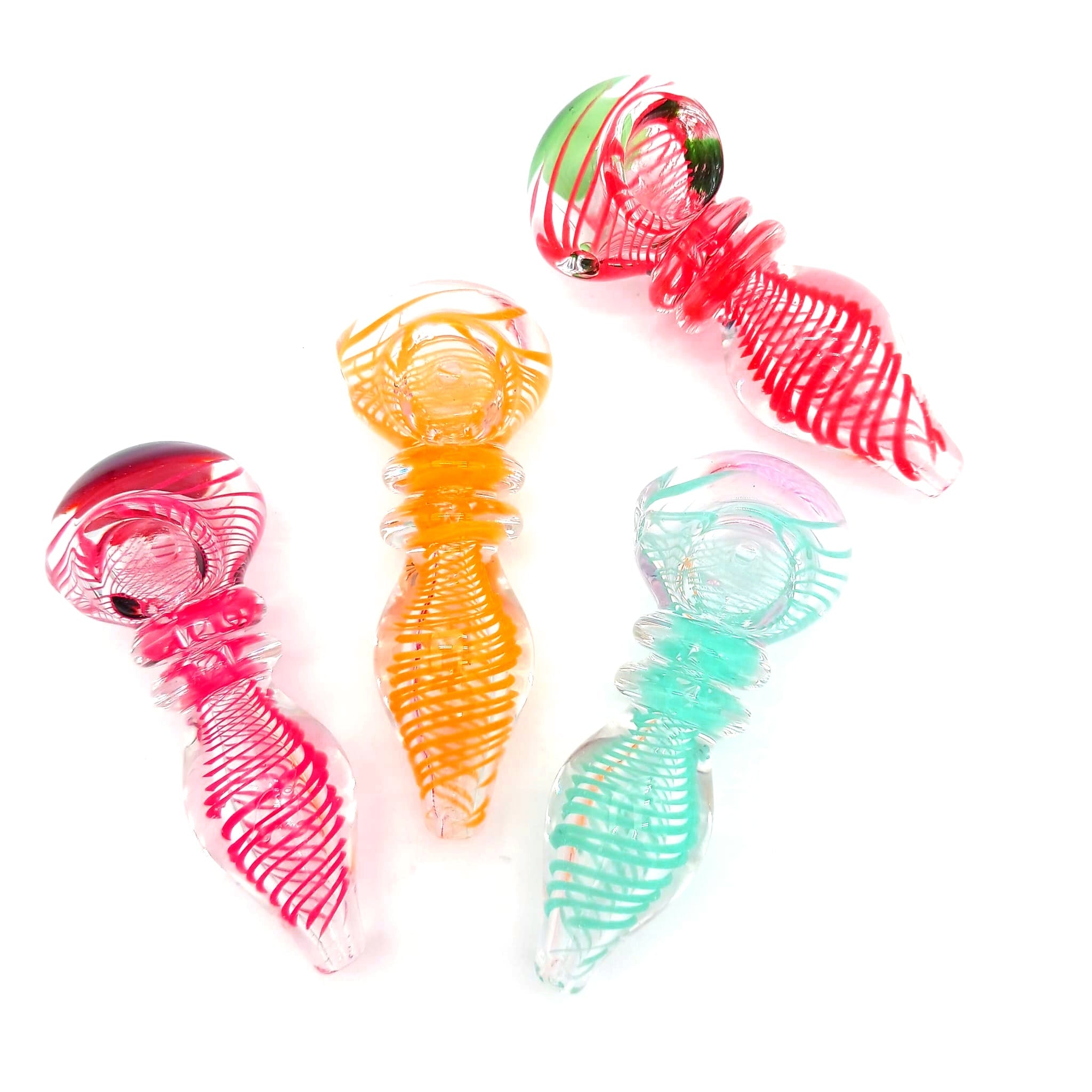 3'' Ribbed Swirl Color  Heavy Duty Glass Hand Pipe