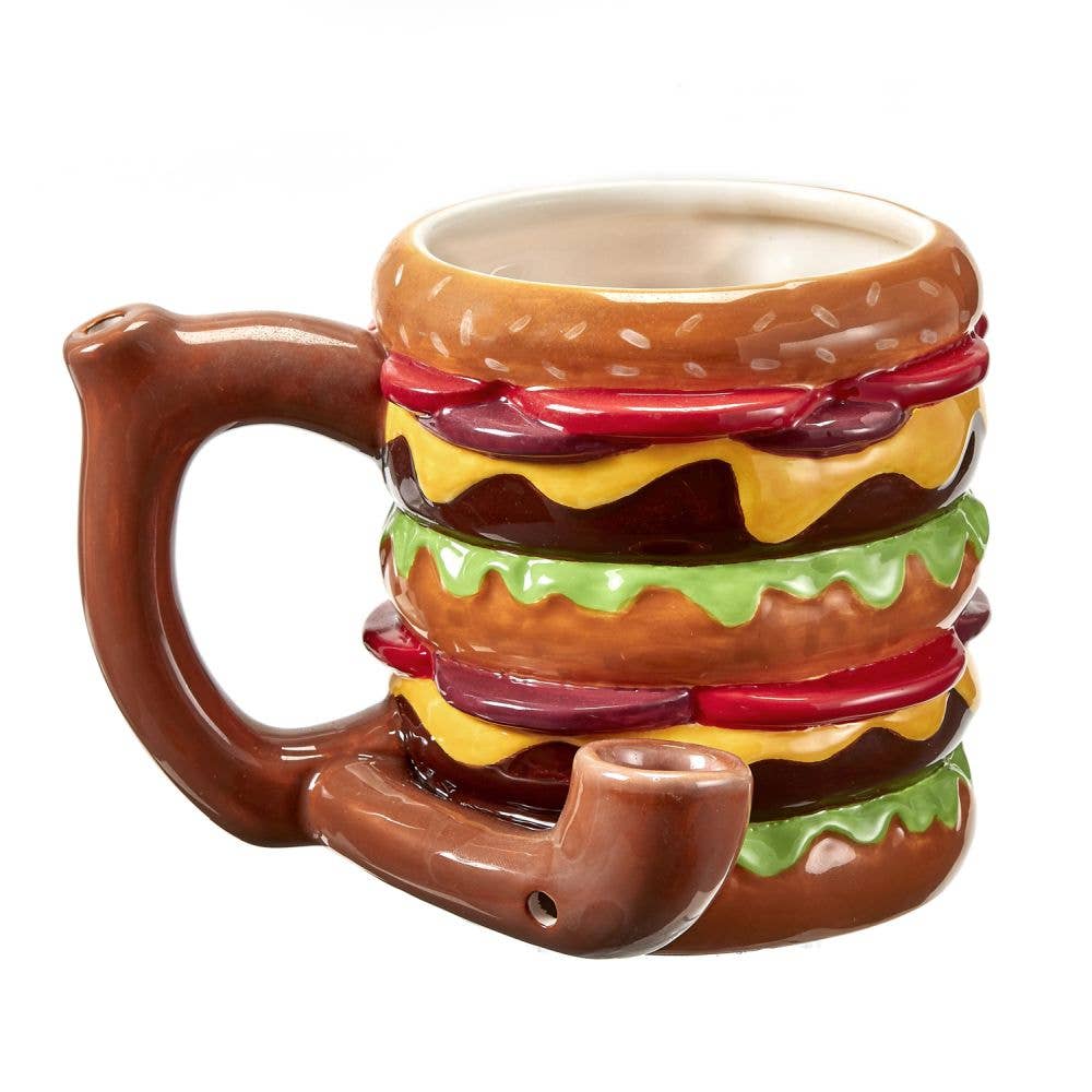 Cheeseburger Roast & Toast Mug featuring a fun burger-inspired design, detailed cheeseburger styling, comfortable handle, and eye-catching finish.