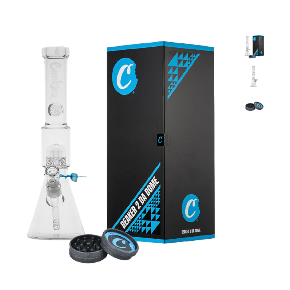 Cookies Beaker 2 Da Dome Water Pipe featuring a classic beaker-style design, durable glass construction, dome-style detailing, sturdy base, and smooth polished finish.