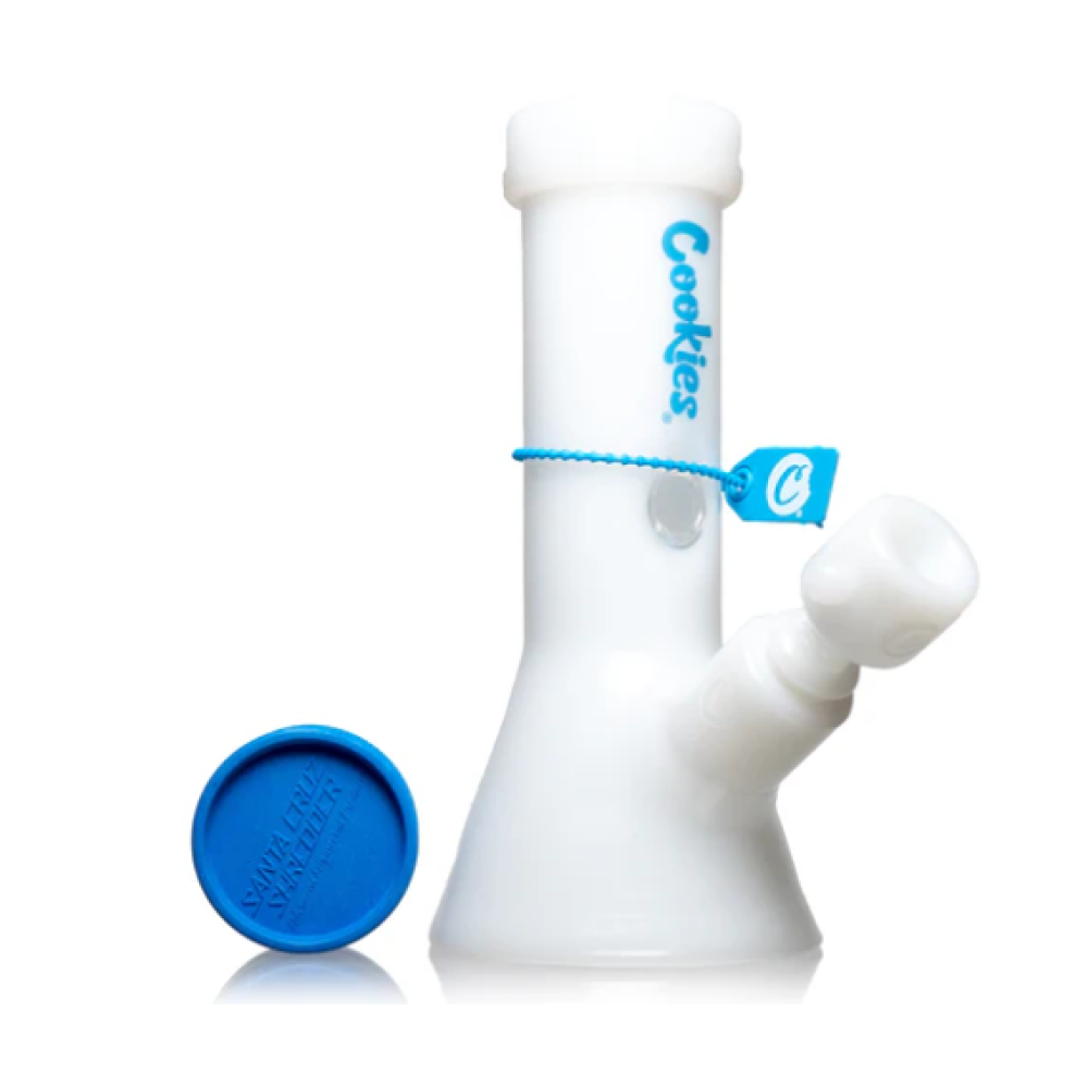 Cookies Mighty Mini Beaker glass water pipe featuring a compact beaker design, durable glass construction, sturdy base, smooth finish, and sleek styling.