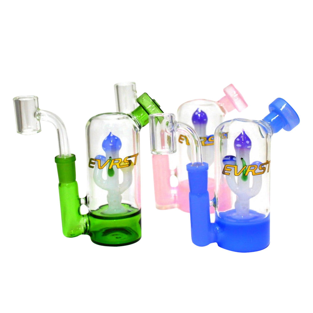 EVRST 5-inch Small Glass Dab Rig with 14mm Male Banger featuring a compact design, durable glass construction, stable base, and polished finish.