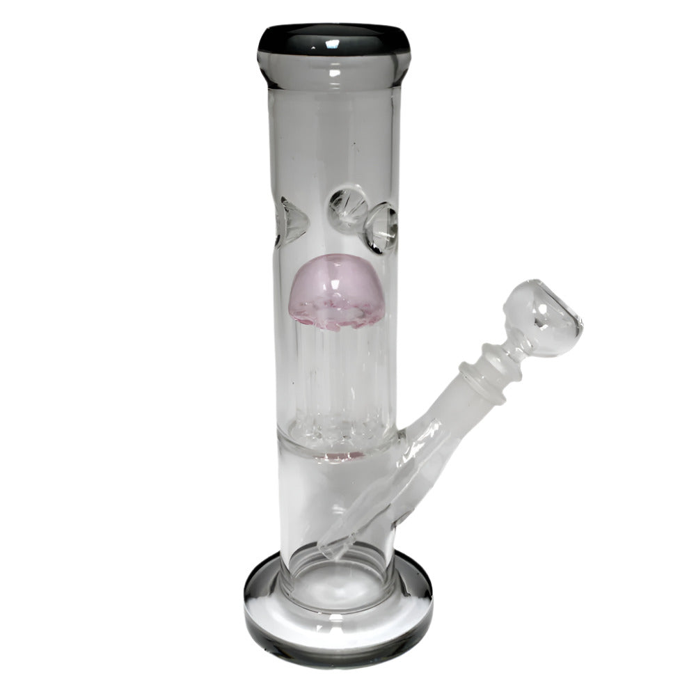 10 Inch Tree Percolator Glass Water Pipe with a Flat Bottom Base, Stylish Glass Structure, and Modern Percolator Design for Retail Displays and Wholesale Collections