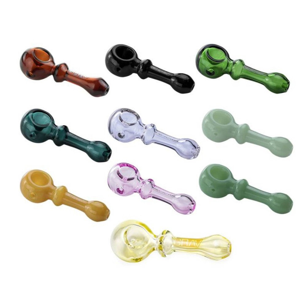GRAV Bauble Spoon compact glass hand pipe with rounded design