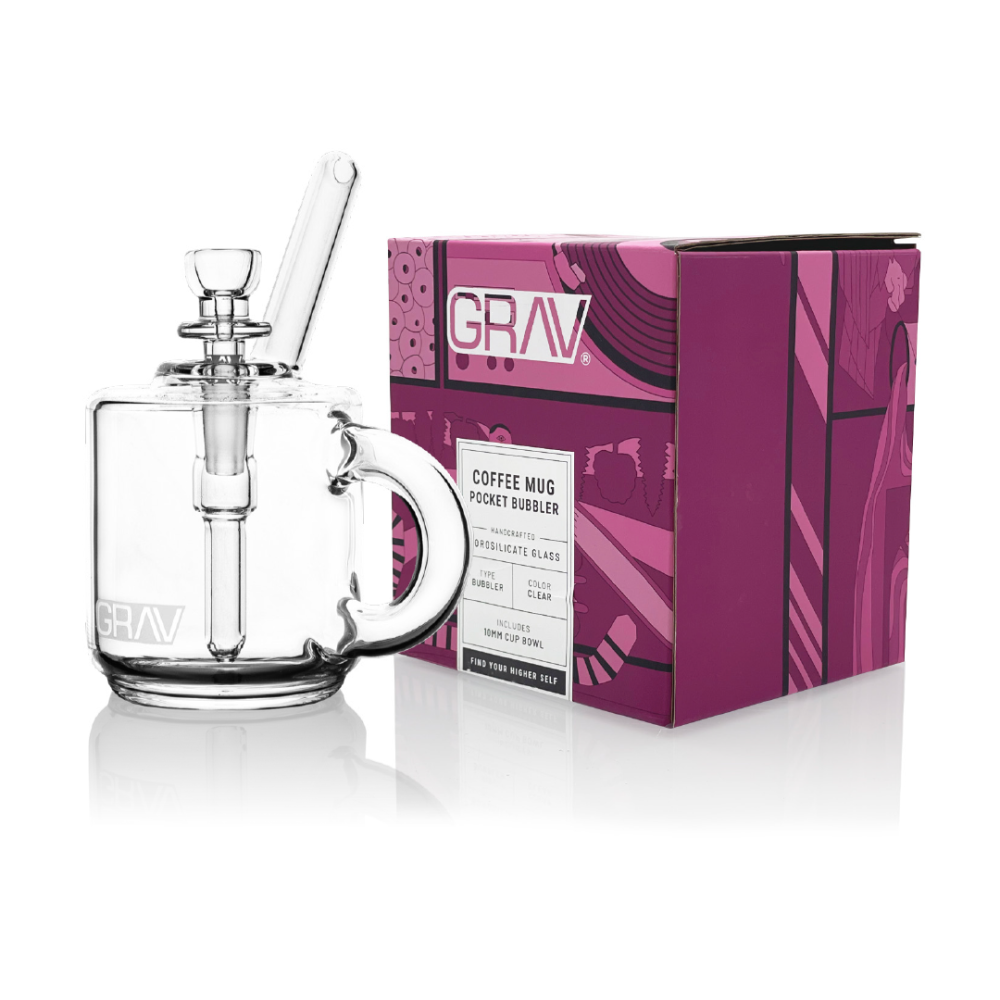 GRAV branded 16 oz coffee mug with a comfortable handle