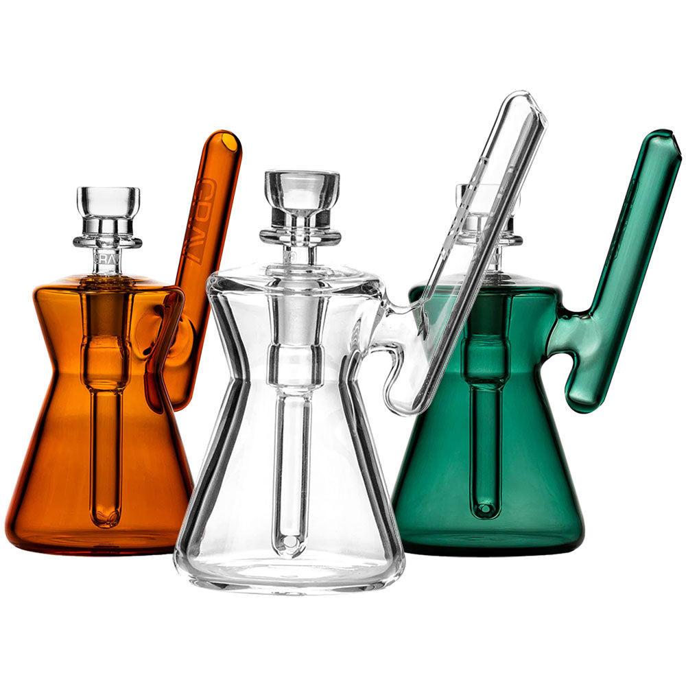 GRAV Hourglass Pocket Bubbler with compact glass construction and unique hourglass design