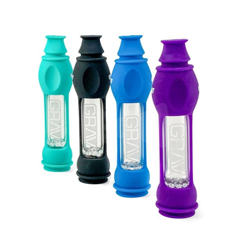 GRAV Octo-Taster glass pipe with protective silicone skin