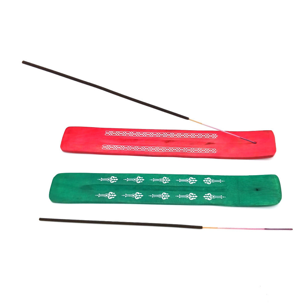 10'' Wooden Assorted Colors Incense Burner 12per Pack