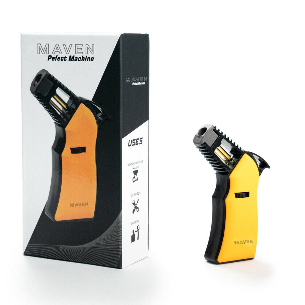 Maven Perfect Machine Torch Lighter Featuring a Unique Machine-Inspired Design, Modern Finish, and Maven Branding for Product Photography, Retail Shelves, and Wholesale Accessory Collections.