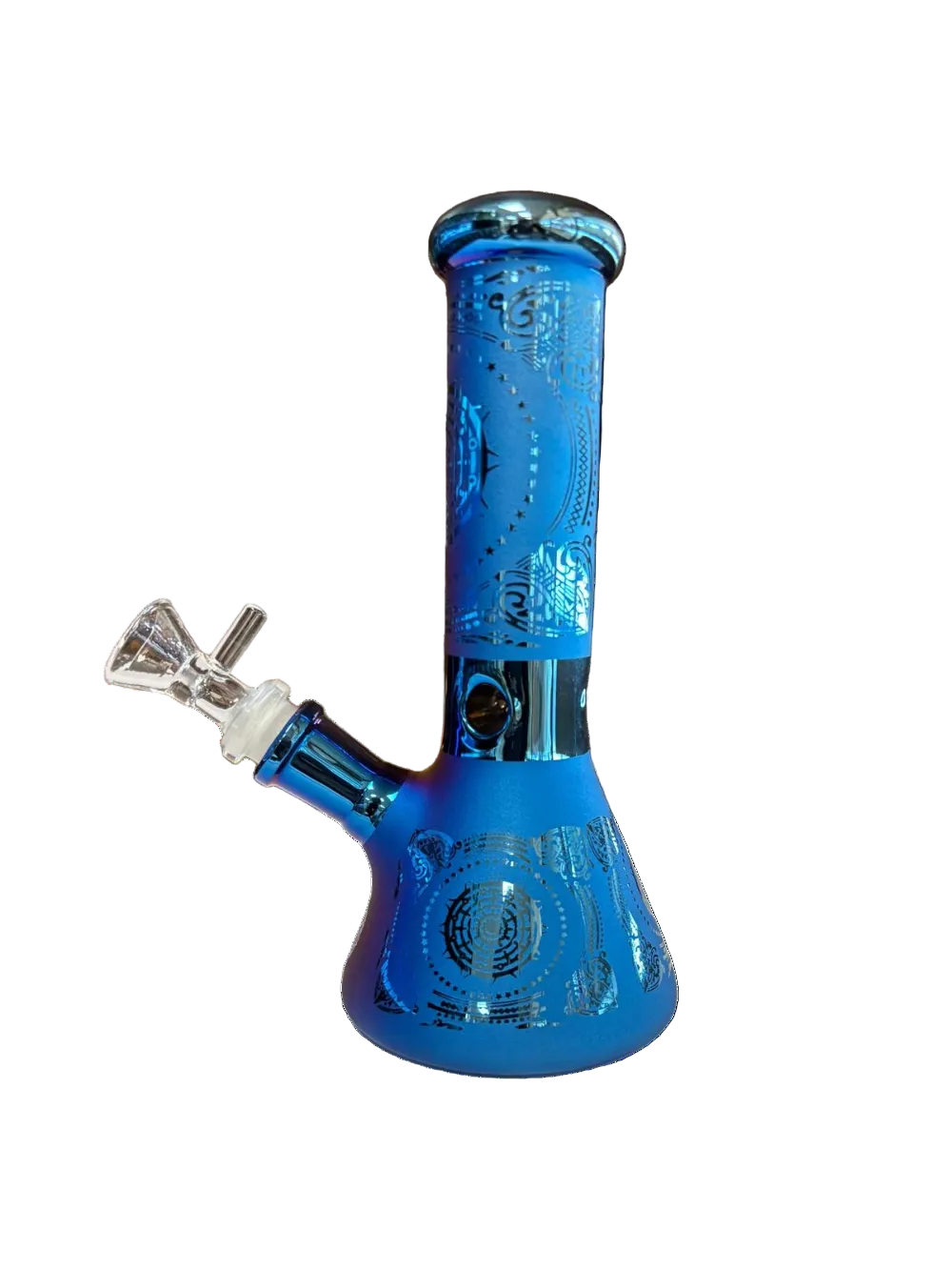 Metallic Hemp Leaf Beaker Base Bong with Electroplated Finish