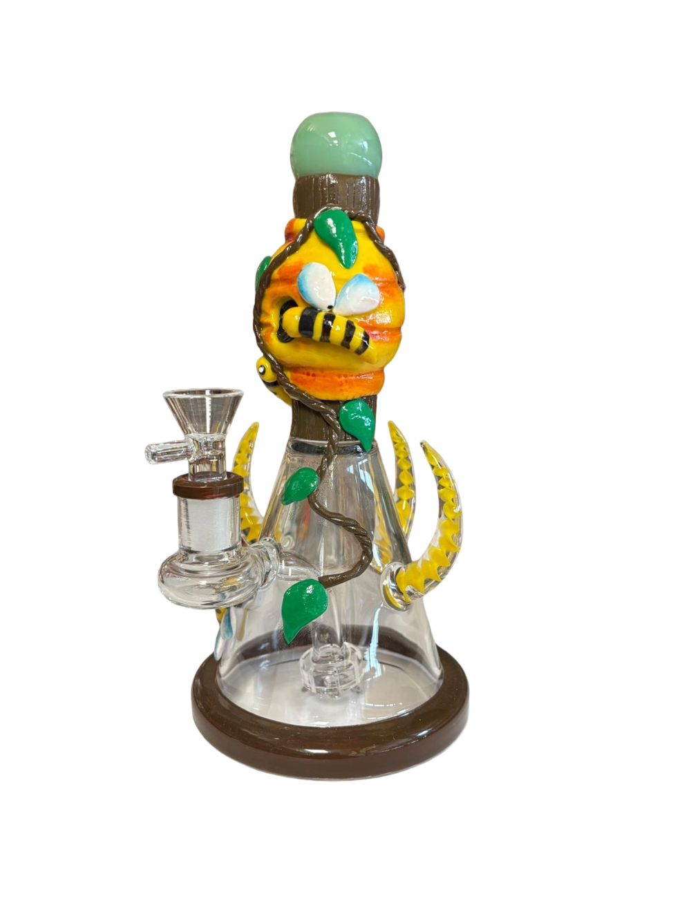 Monster mash beaker base 3 horn eye water pipe yellow