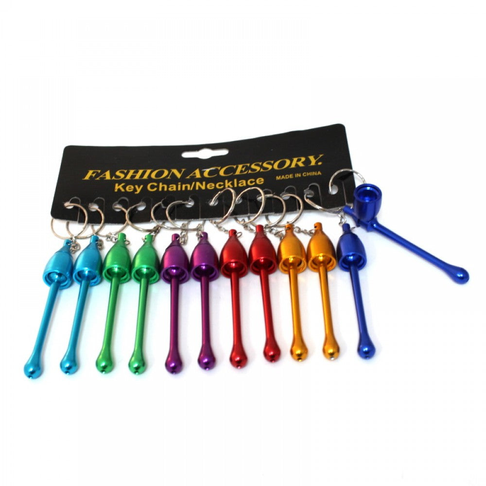 Mushroom design keychain metal pipe featuring a compact profile, durable metal construction, distinctive styling, and 12 pieces per pack.