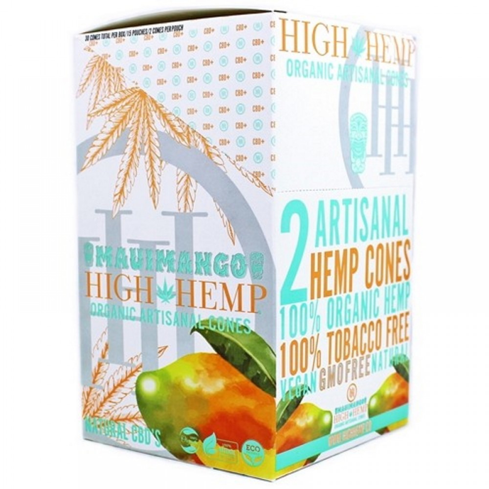 Organic Cones with 15 pouches and 2 cones per pouch, featuring pre-rolled organic paper cones, consistent shape, and convenient individual packaging.