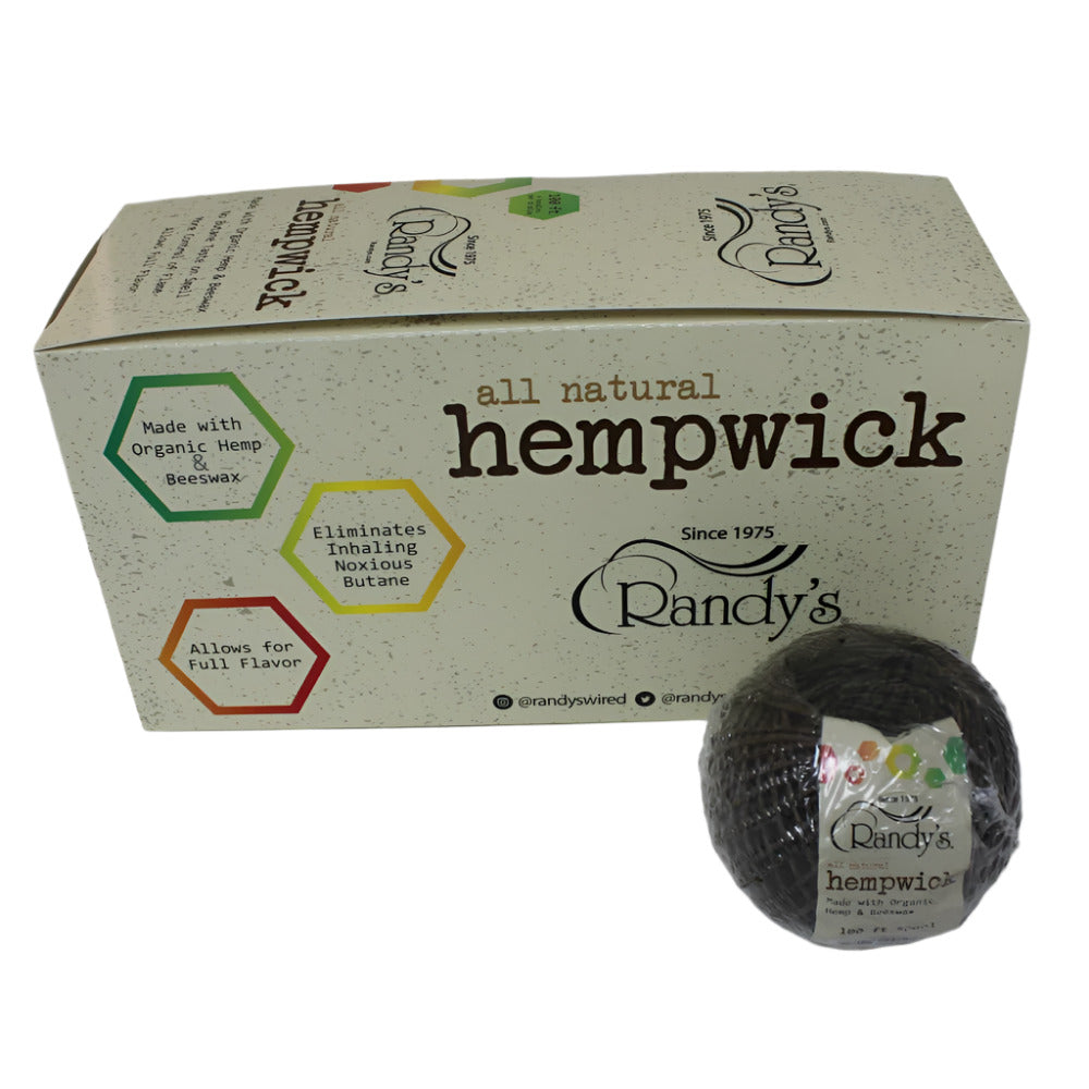 Randy's Large 100 ft Hemp Wick Spool featuring natural hemp wick, convenient spool design, easy dispensing, and 6 spools per display.