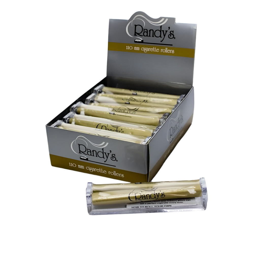 Randy's 110mm Rolling Machine featuring durable rollers, compact design, smooth operation, and 12 rolling machines per pack.