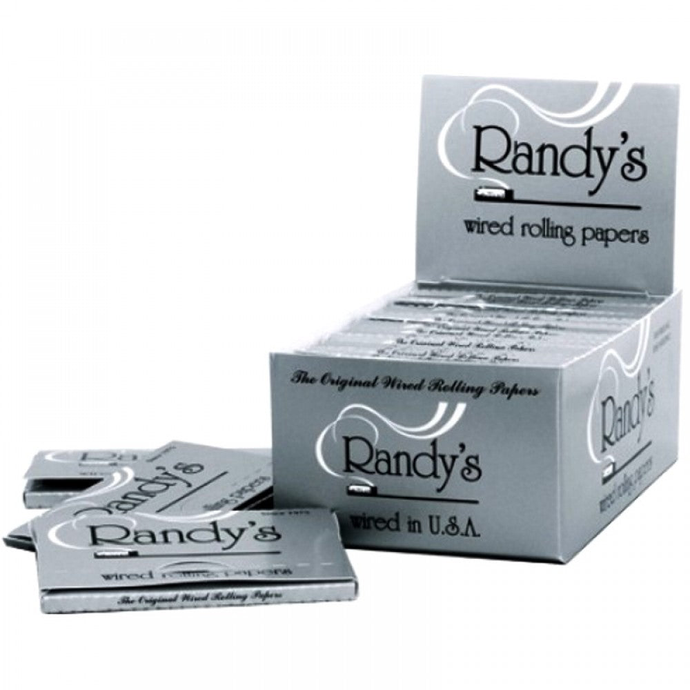 Randy's Wired Rolling Papers 77mm featuring lightweight paper, signature built-in wire design, convenient booklet packaging, and compact format.