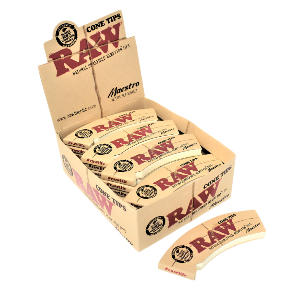 RAW Cone Tips Maestro Rolling Tips with 24 Per Pack and 32 Tips Per Booklet