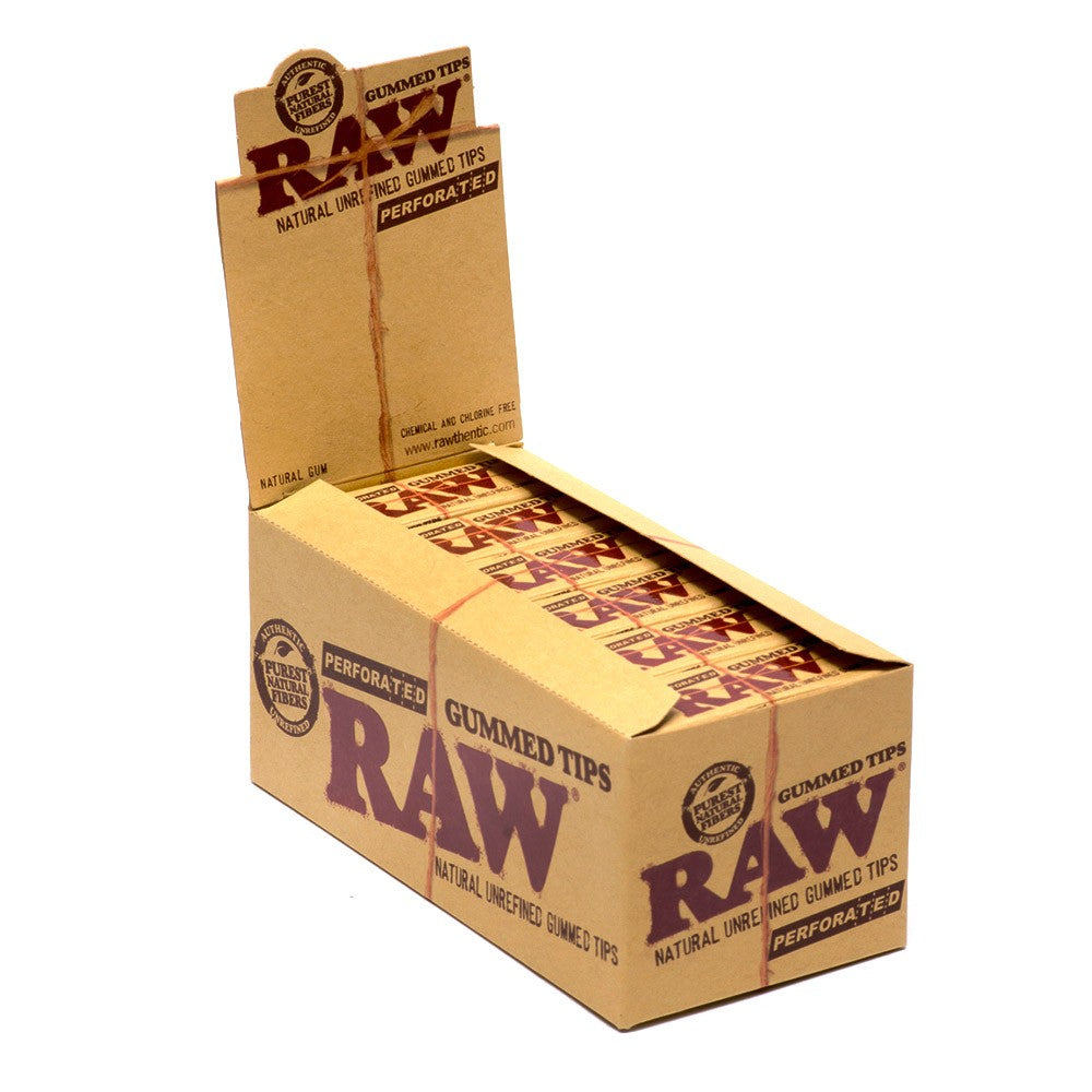 RAW Gummed Tips Perforated CT 24 Per Pack with Foldable Paper Tips for Rolling Accessories