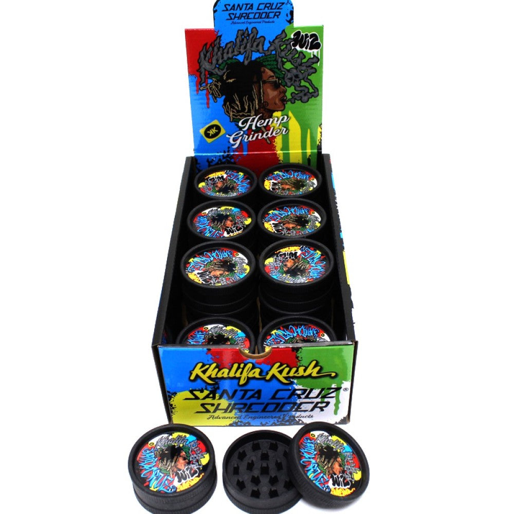 Santa Cruz Shredder 2 Part Khalifa Kush Hemp Grinder with Branded Design and 24 Grinders Per Box